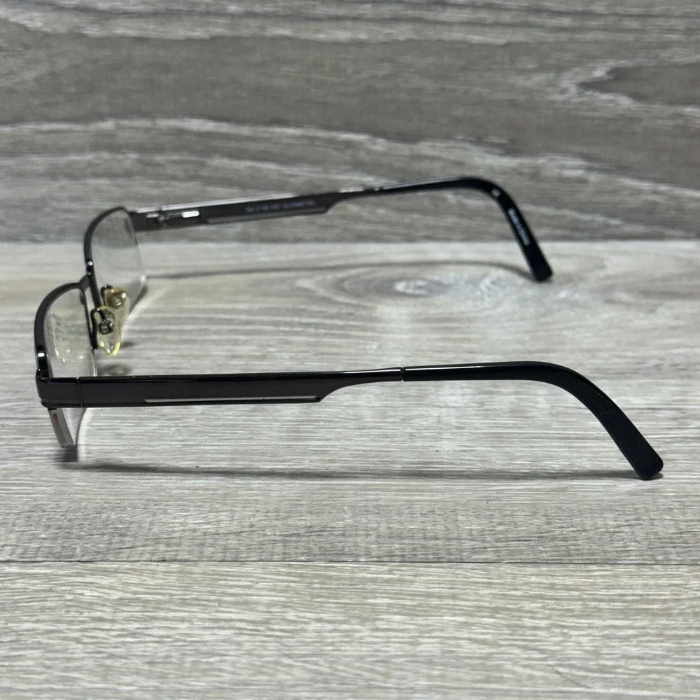 Bulova San Remo‎ Eyeglass Frames Semi Rimless Gunmetal 54-18-140 Rectangle Metal